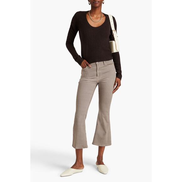 Frame Le Crop Flare Houndstooth Jeans Sz 27 Brown White Stretchy Nice!! - Picture 1 of 8